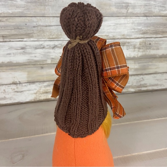 Handmade Gnome Fall Harvest Autumn Farmhouse Home Decor Plaid Bow Sweater Hat - Picture 6 of 11